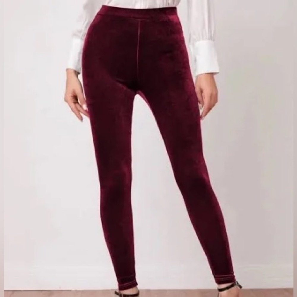 SPANX Burgundy Velvet Leggings